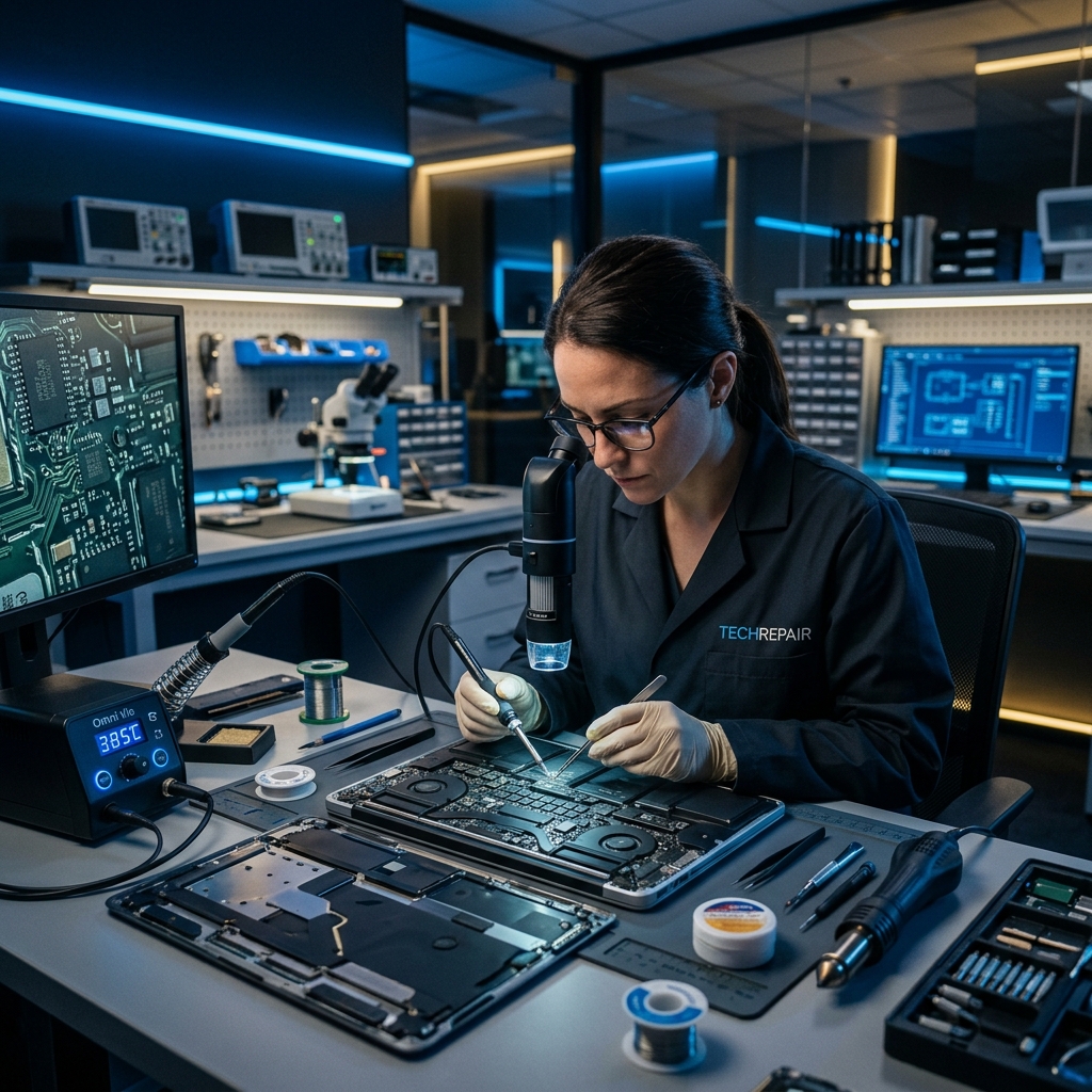 Técnico especializado reparando computadora